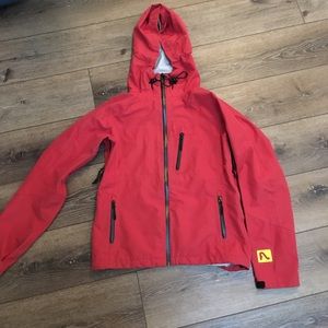 Red Hooded Ski Jacket - Lightweight Waterproof Winter Shell